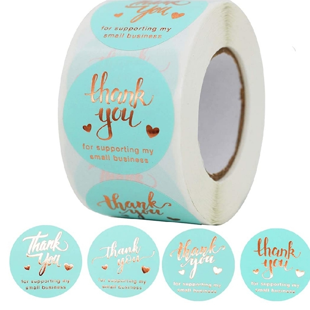 60 1.5” Aqua Thank You for Supporting My Small Busines Stickers - Picture 3 of 10